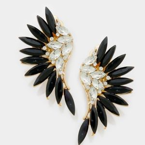 Marquise Stone Cluster Wing Clip on Earrings